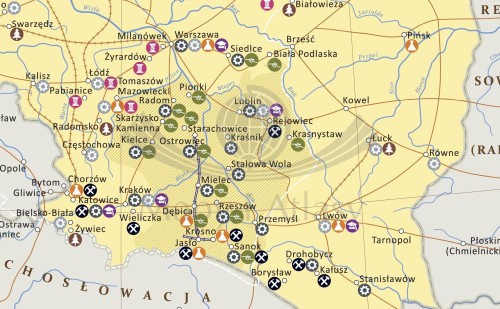 Rzeczpospolita Polska 1920-1939. Mapa ścienna. Wersja STRONG. Fragment