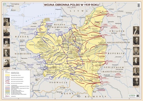Wojna obronna Polski w 1939 roku. Mapa ścienna. Wersja STRONG