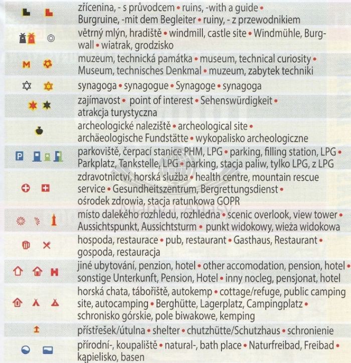 Posazavi, Vlasimsko. Mapa turystyczna 443 wydawnictwa Shocart. Fragment- legendy