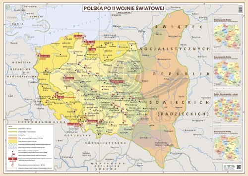 Polska po II wojnie światowej. Mapa ścienna. Wersja STRONG