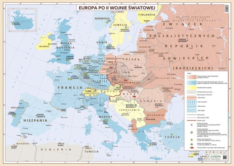 Europa po II wojnie światowej. Mapa ścienna. Wersja STRONG