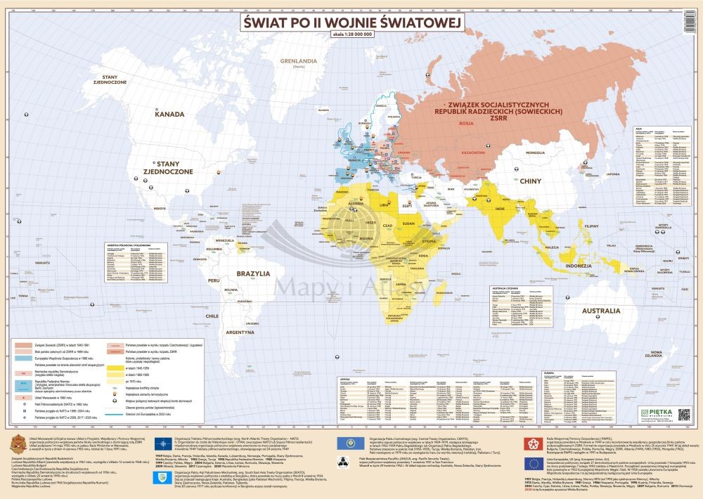 Świat po II wojnie światowej. Mapa ścienna. Wersja STRONG