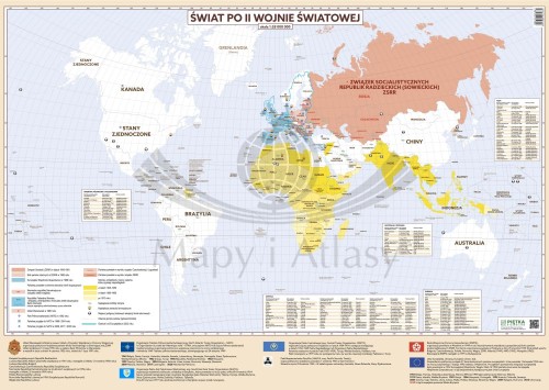 Świat po II wojnie światowej. Mapa ścienna. Wersja STRONG