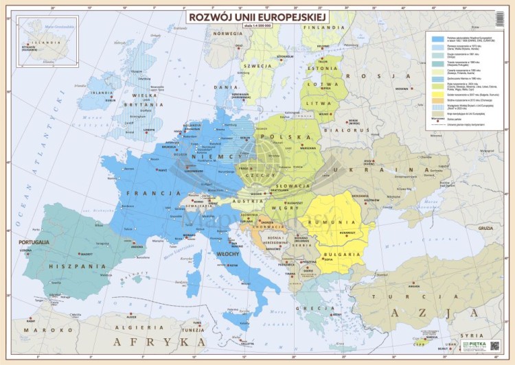 Rozwój Unii Europejskiej. Mapa ścienna. Wersja STRONG