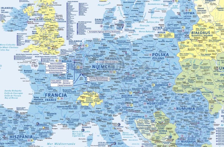 Unia Europejska. Mapa ścienna. Wersja STRONG. Fragment