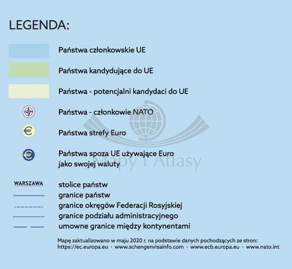 Unia Europejska. Mapa ścienna. Wersja STRONG. Legenda