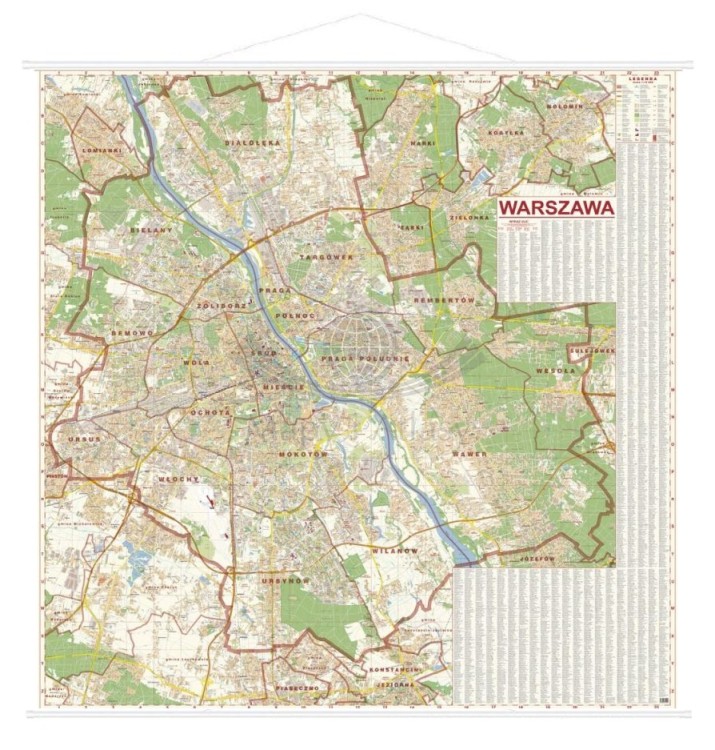 Warszawa 1:18 000. Mapa ścienna