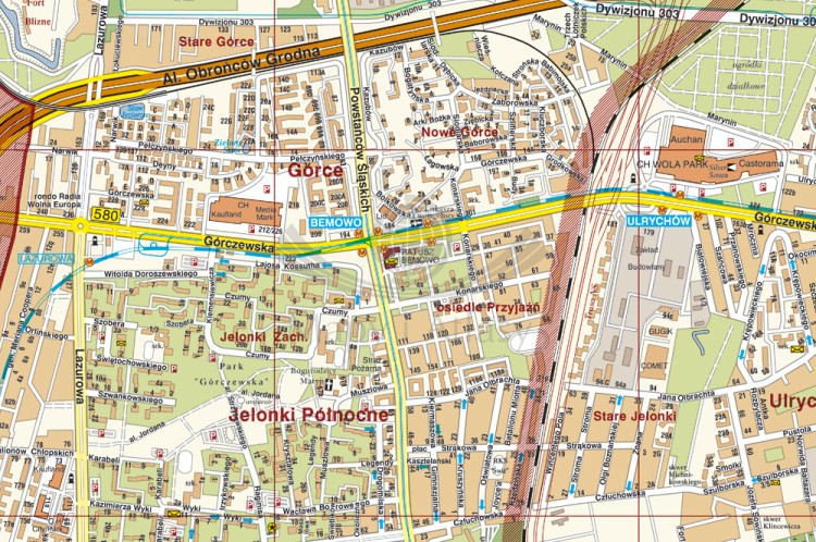 Warszawa 1:18 000. Mapa ścienna. Fragment 2