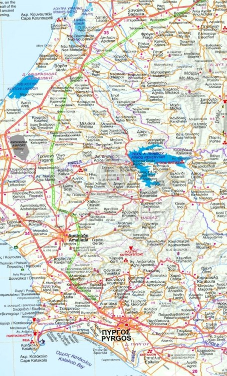 Półwysep Peloponez 1:200 000. Wodoodporna mapa samochodowo-turystyczna wydawnictwa Anavasi. Fragment 1