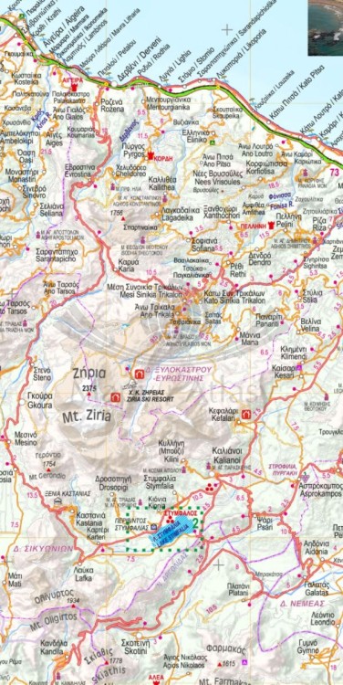 Półwysep Peloponez 1:200 000. Wodoodporna mapa samochodowo-turystyczna wydawnictwa Anavasi. Fragment 2