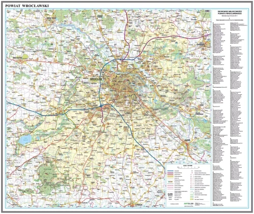 Powiat wrocławski 1:50 000. Mapa / plan. Wersja do wpinania