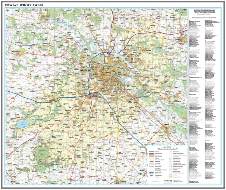Powiat wrocławski 1:50 000. Mapa / plan. Wersja do wpinania