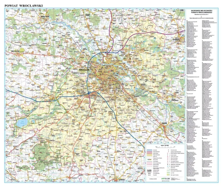 Powiat wrocławski 1:50 000. Arkusz, mapa ścienna / plan