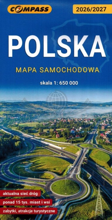 Polska 1:650 000. Mapa samochodowo-turystyczna wydawnictwa Compass. Okładka