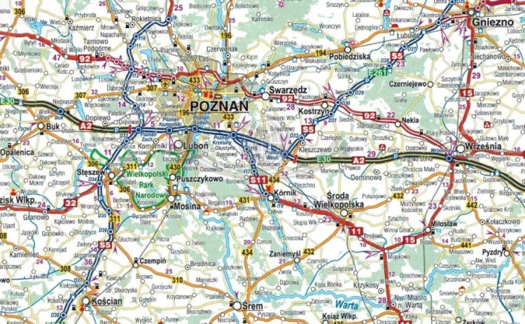Polska 1:650 000. Mapa samochodowo-turystyczna wydawnictwa Compass. Fragment 1