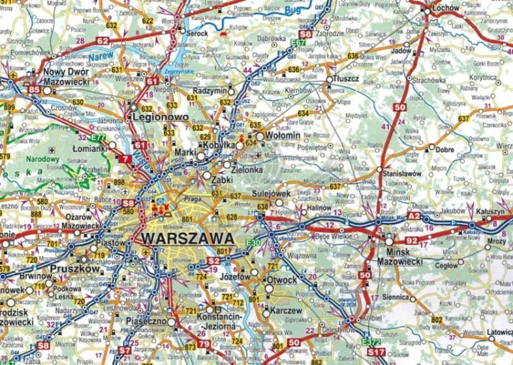 Polska 1:650 000. Mapa samochodowo-turystyczna wydawnictwa Compass. Fragment 3