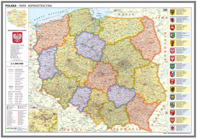 Polska 1:1 000 000. Mapa administracyjna. Wersja magnetyczna