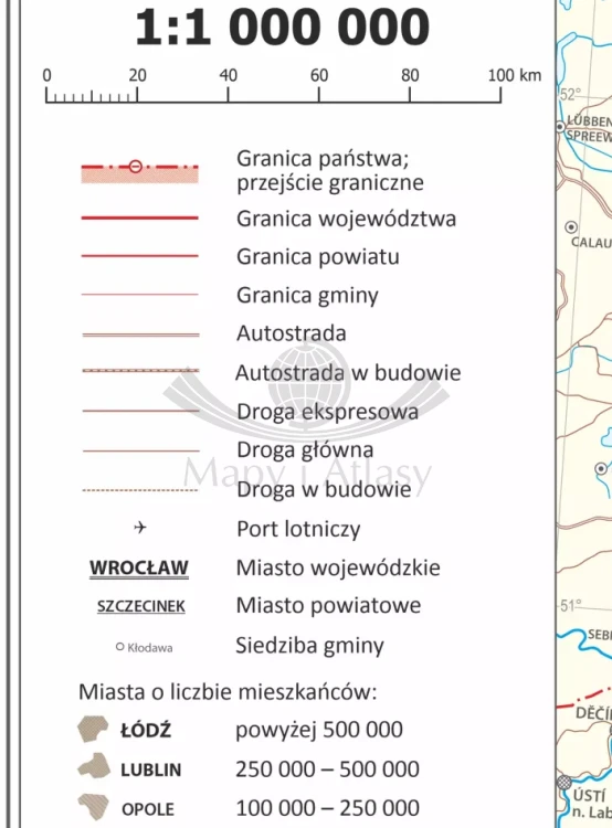 Polska 1:1 000 000. Mapa administracyjna. Wersja magnetyczna. Legenda 1