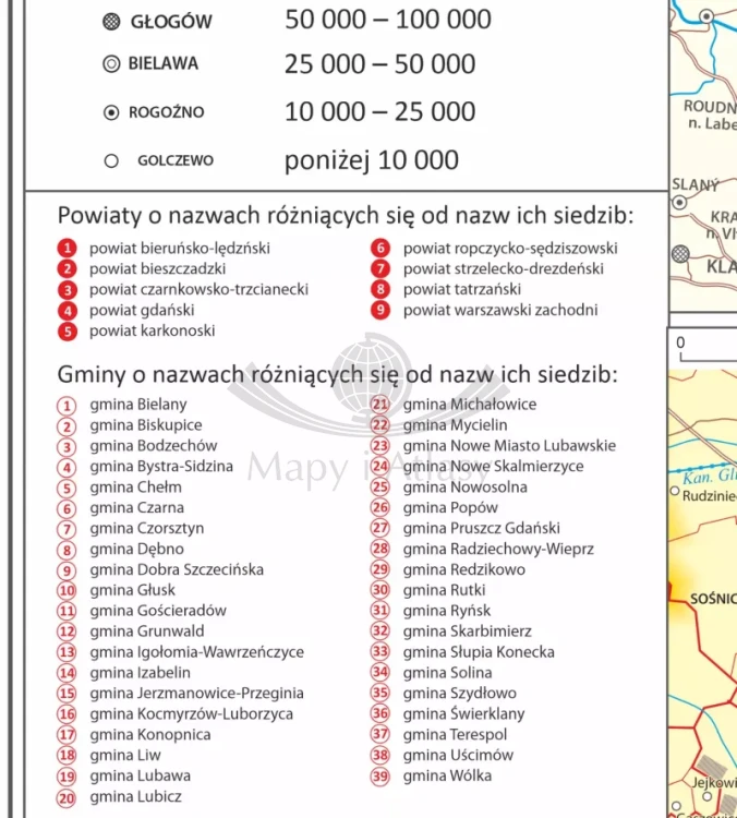 Polska 1:1 000 000. Mapa administracyjna. Wersja magnetyczna. Legenda 2