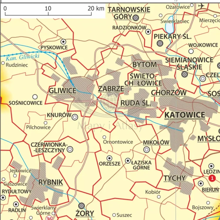 Polska 1:1 000 000. Mapa ścienna administracyjna. Fragment 3