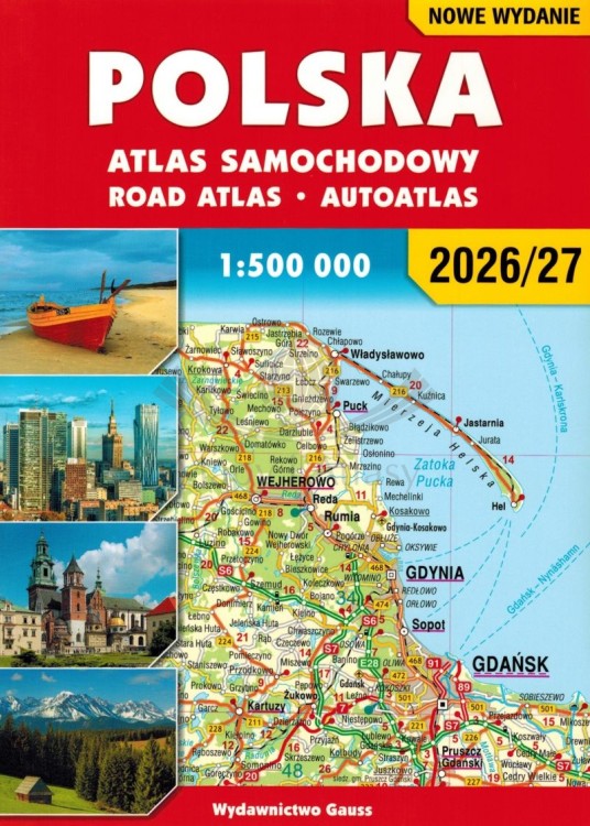Polska 1:500 000. Atlas samochodowy wydawnictwa Gauss. Okładka