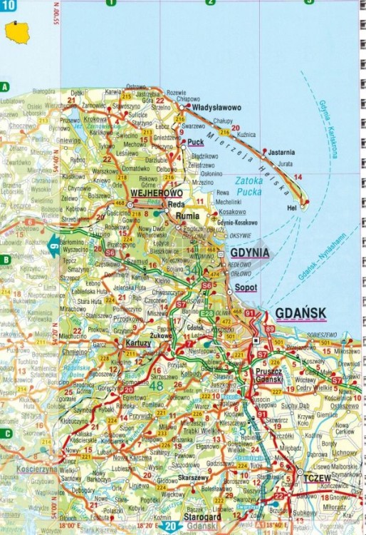 Polska 1:500 000. Atlas samochodowy wydawnictwa Gauss. Przykładowa strona 1