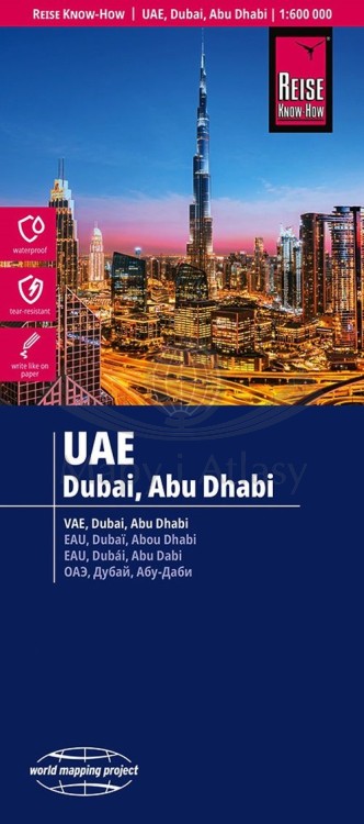 Zjednoczone Emiraty Arabskie. Dubaj, Abu Dhabi. Wodoodporna mapa samochodowo-turystyczna wydawnictwa Reise Know-How. Okładka