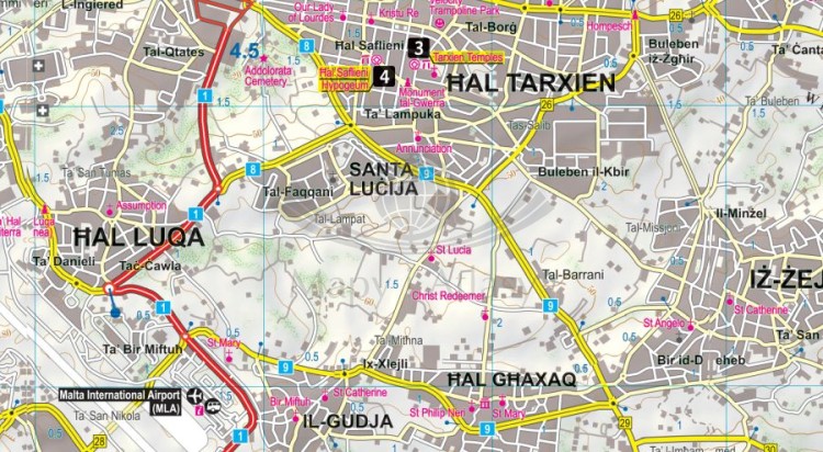 Malta. Laminowana mapa samochodowo-turystyczna + Miniprzewodnik wydawnictwa ExpressMap. Fragment 1