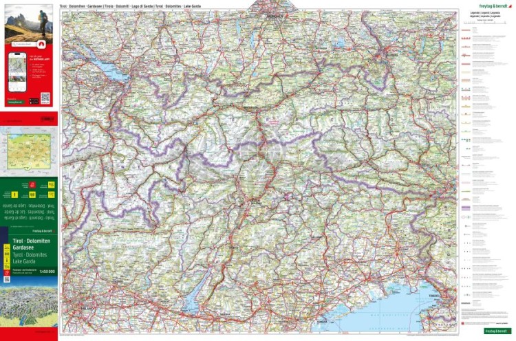 Tyrol, Dolomity, Jezioro Garda. Panorama. Mapa samochodowo-turystyczna wydawnictwa Freytag & Berndt. Strona pierwsza