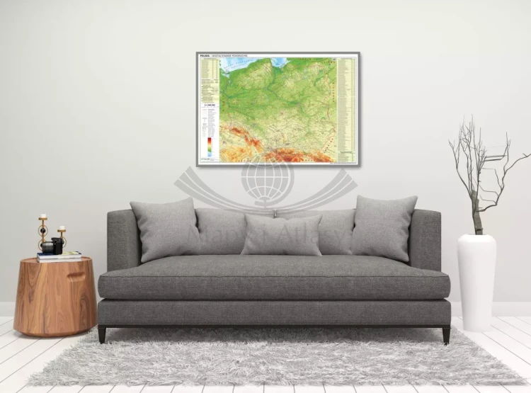 Polska 1:1 000 000. Mapa fizyczna. Wersja do wpinania. Przykład aranżacji