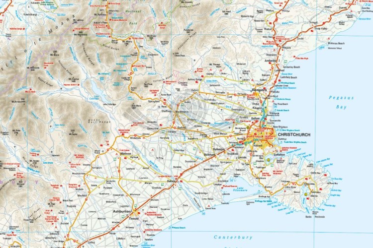 Nowa Zelandia, część południowa. Wodoodporna mapa samochodowo-turystyczna wydawnictwa Reise Know-How. Fragment
