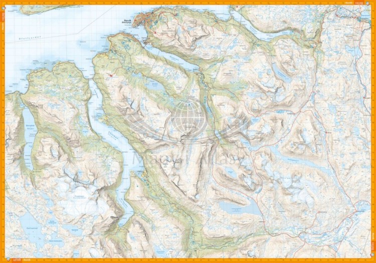 Narwik 1:50 000. Wodoodporna mapa turystyczna wydawnictwa Calazo. Strona druga