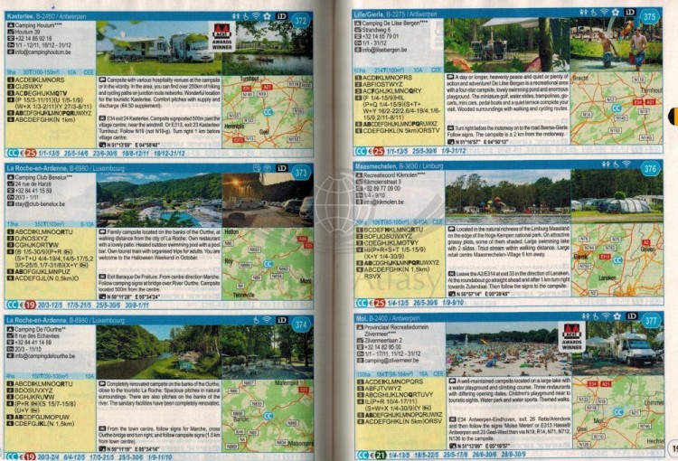 Europa CampingCard ACSI. Przewodnik + karta rabatowa. Przykładowe strony