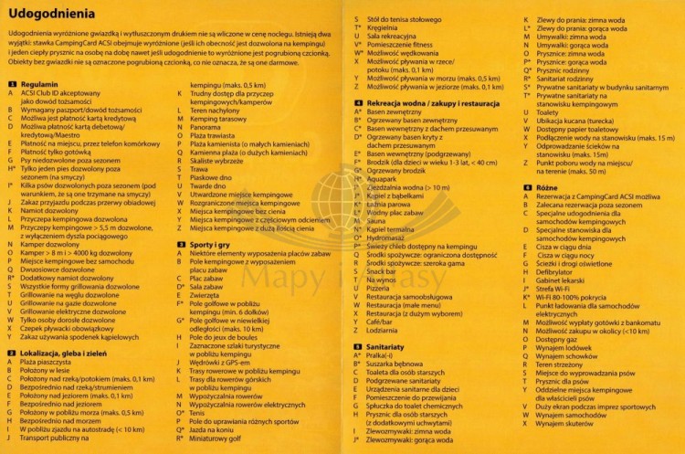 Europa CampingCard ACSI. Przewodnik + karta rabatowa. Karta udogodnień