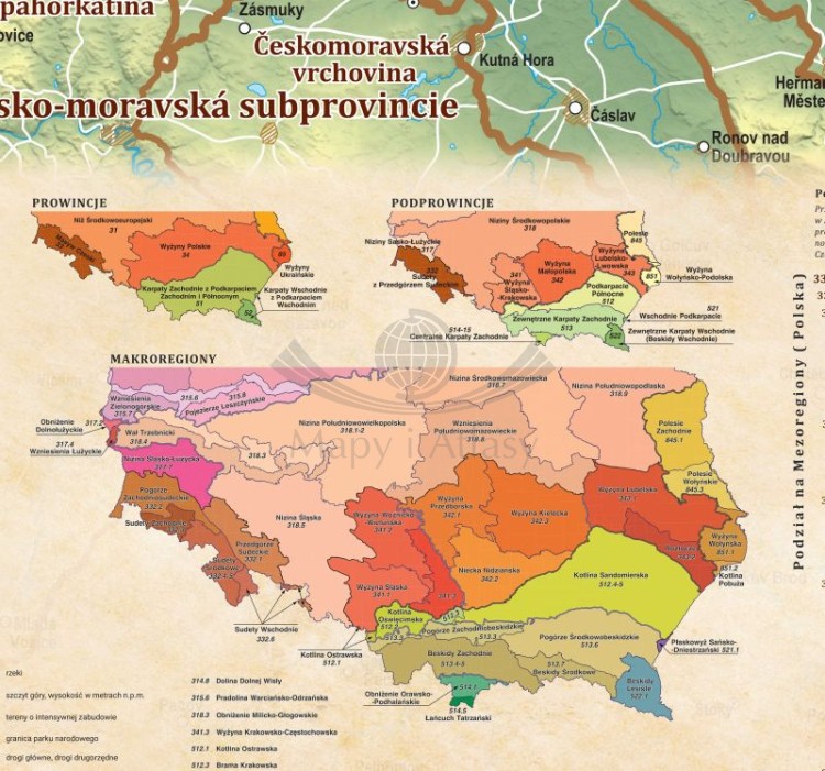 Sudety 1:230 000. Mapa w ramie drewnianej. Fragment 5