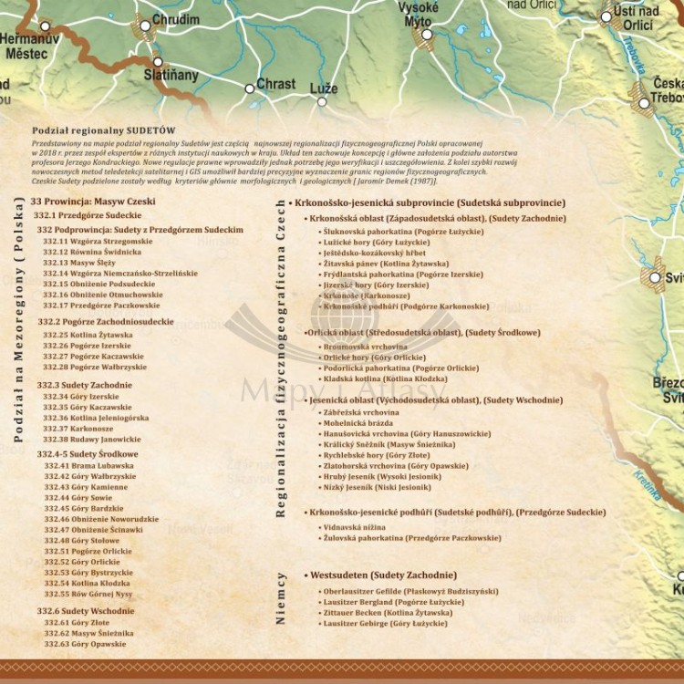 Sudety 1:230 000. Mapa w ramie drewnianej. Fragment 6