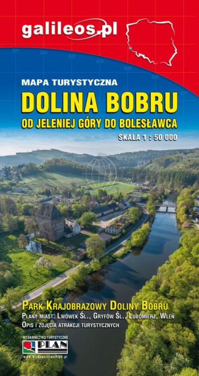 Dolina Bobru 1:50 000. Od Jeleniej Góry do Bolesławca. Mapa turystyczna wydawnictwa Galileos. Okładka