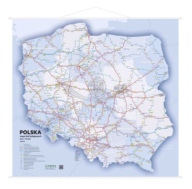 Polska 1:750 000. Mapa ścienna kolejowa. Wersja STRONG