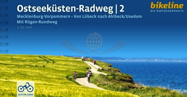 Wybrzeże Bałtyku. Lubeka, Uznam i Rugia. Atlas rowerowy wydawnictwa Verlag Esterbauer. Okładka