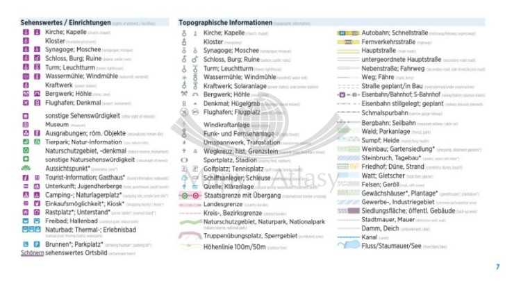 Wybrzeże Bałtyku. Lubeka, Uznam i Rugia. Atlas rowerowy wydawnictwa Verlag Esterbauer. Legenda 2