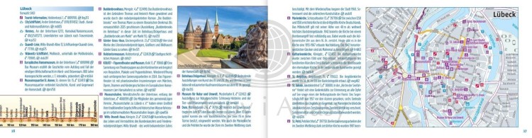 Wybrzeże Bałtyku. Lubeka, Uznam i Rugia. Atlas rowerowy wydawnictwa Verlag Esterbauer. Przykładowe strony 1