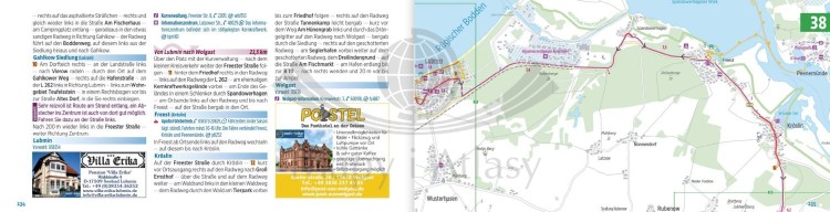Wybrzeże Bałtyku. Lubeka, Uznam i Rugia. Atlas rowerowy wydawnictwa Verlag Esterbauer. Przykładowe strony 4