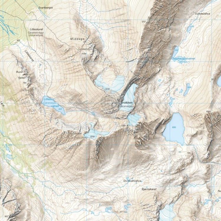 Tromso. Breivikeidet i Laksvatn 1:25 000. Wodoodporna mapa turystyczna wydawnictwa Calazo. Fragment