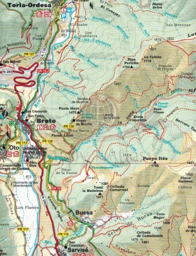 Park Narodowy Ordesa Monte Perdido 1:40 000. Mapa turystyczna wydawnictwa Editorial Alpina. Fragment