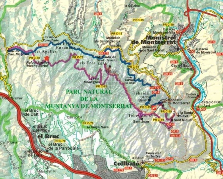 Montserrat 1:7 500. Mapa turystyczna wydawnictwa Editorial Alpina. Zasięg