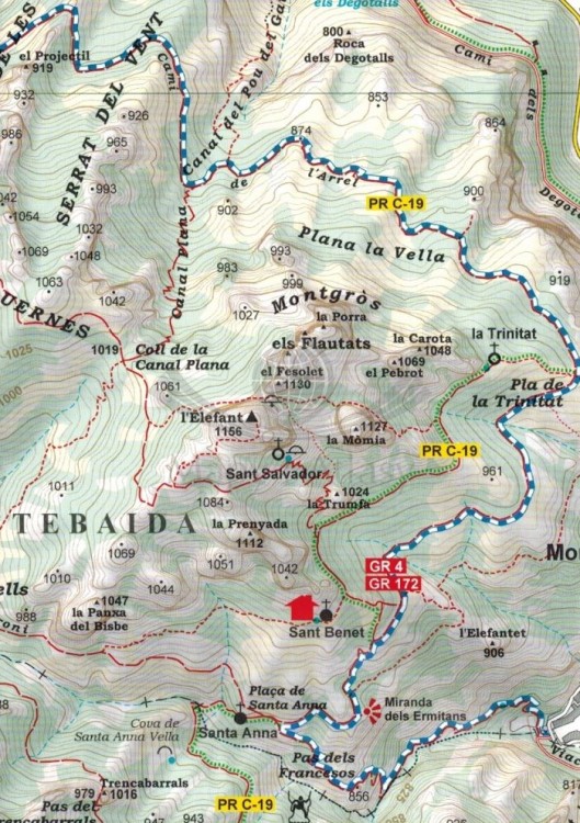 Montserrat 1:7 500. Mapa turystyczna wydawnictwa Editorial Alpina. Fragment