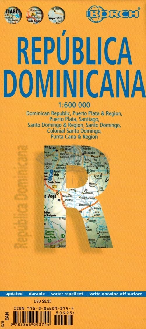 Dominikana 1:600 000. Laminowana mapa samochodowo-turystyczna. Borch
