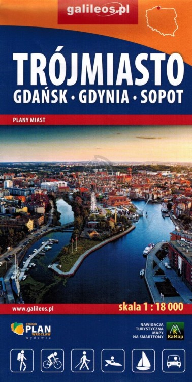 Trójmiasto. Gdańsk, Gdynia, Sopot. Mapa / Plan miasta wydawnictwa Galileos. Okładka