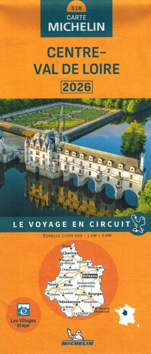Dolina Loary cz. środkowa / Centre- Val de Loire. Mapa samochodowa 518. Wyd. 2026. Michelin