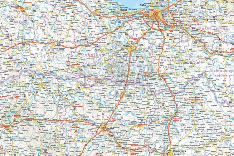 Kraje bałtyckie 1:600 000. Litwa, Łotwa, Estonia i Obwód Kaliningradzki. Wodoodporna mapa samochodowo-turystyczna wydawnictwa Reise Know-How. Fragment